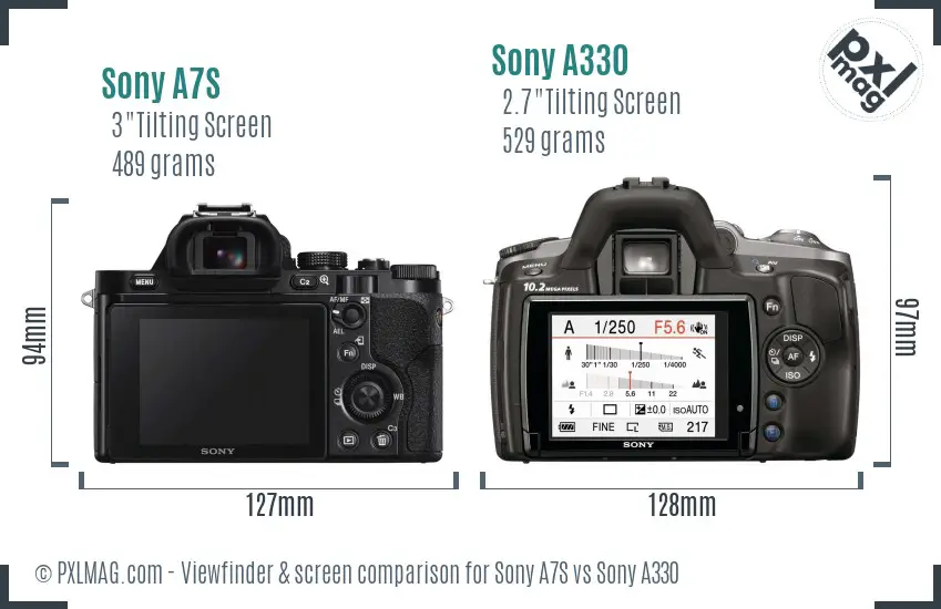 Sony A7S vs Sony A330 Screen and Viewfinder comparison