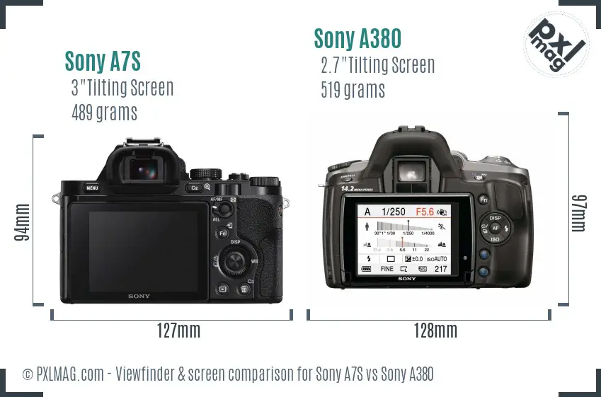 Sony A7S vs Sony A380 Screen and Viewfinder comparison