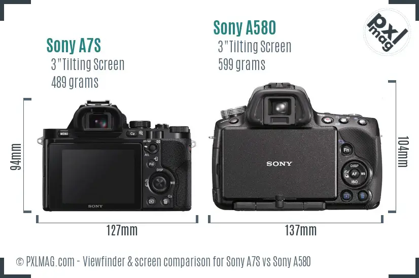 Sony A7S vs Sony A580 Screen and Viewfinder comparison