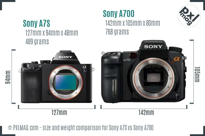 Sony A7S vs Sony A700 size comparison Sony A7S vs Sony A700 size comparison