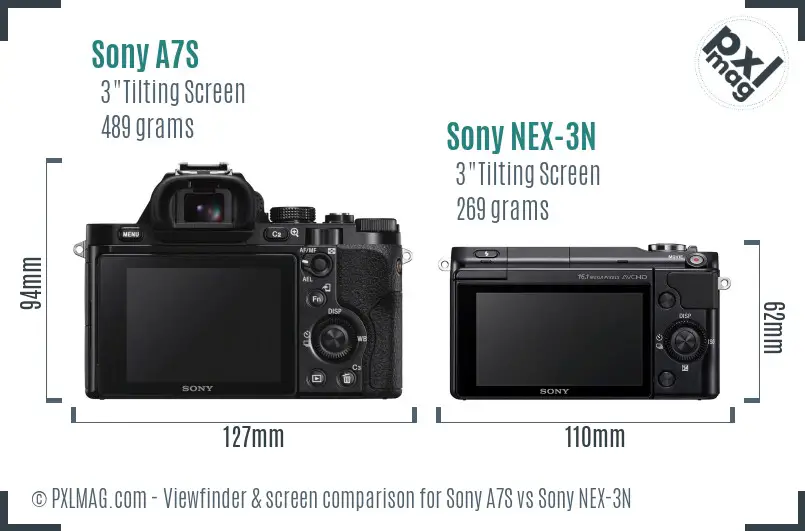 Sony A7S vs Sony NEX-3N Screen and Viewfinder comparison