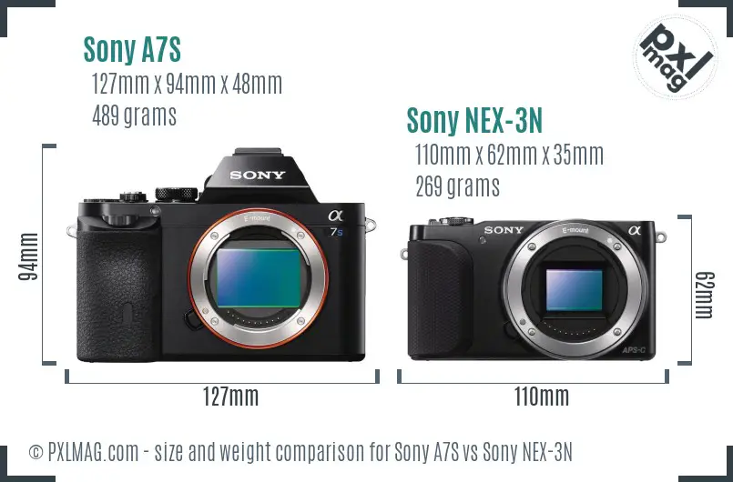 Sony A7S vs Sony NEX-3N size comparison