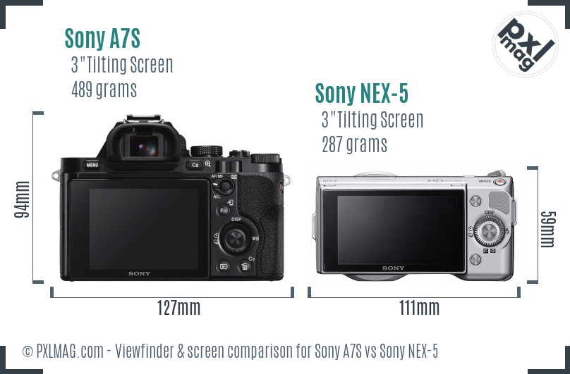 Sony A7S vs Sony NEX-5 Screen and Viewfinder comparison