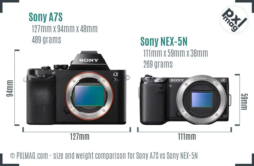 Sony A7S vs Sony NEX-5N size comparison