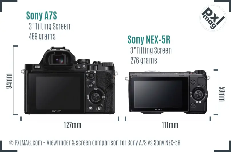 Sony A7S vs Sony NEX-5R Screen and Viewfinder comparison