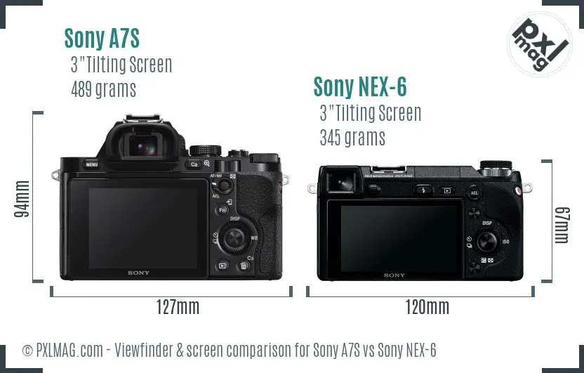 Sony A7S vs Sony NEX-6 Screen and Viewfinder comparison