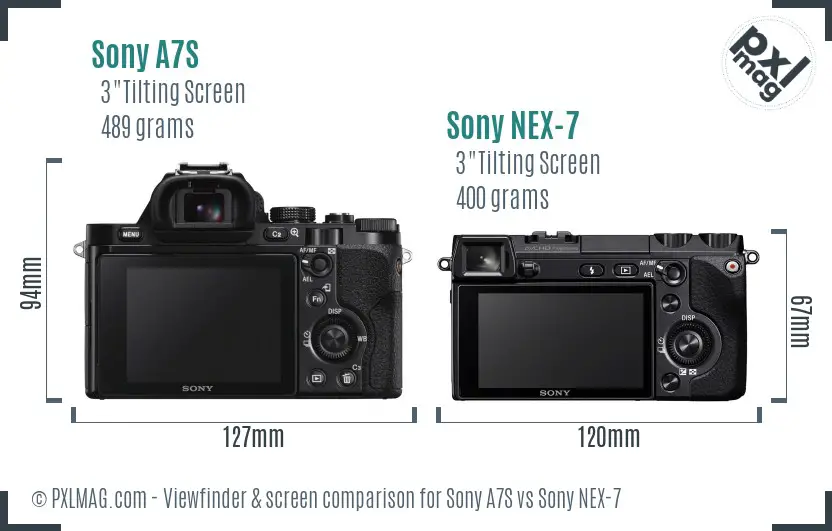 Sony A7S vs Sony NEX-7 Screen and Viewfinder comparison