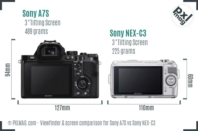 Sony A7S vs Sony NEX-C3 Screen and Viewfinder comparison