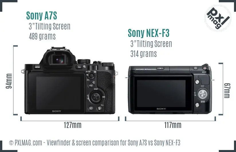 Sony A7S vs Sony NEX-F3 Screen and Viewfinder comparison