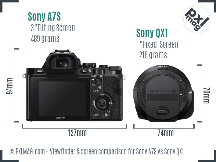 Sony A7S vs Sony QX1 Screen and Viewfinder comparison