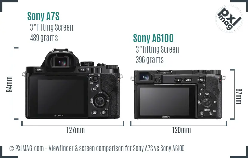Sony A7S vs Sony A6100 Screen and Viewfinder comparison