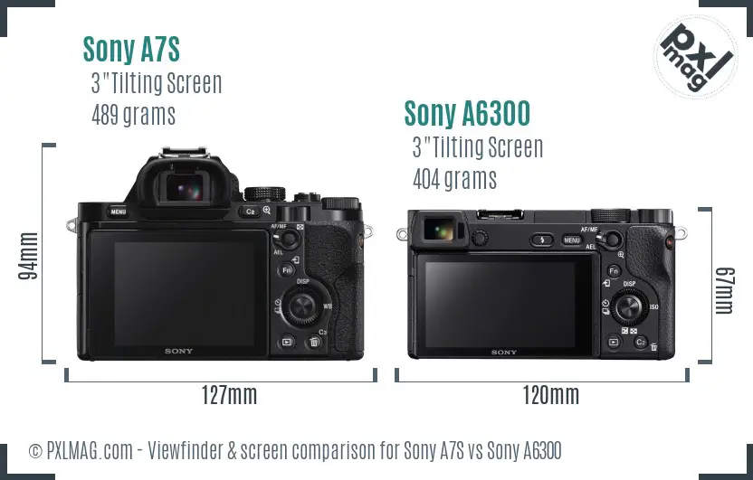 Sony A7S vs Sony A6300 Screen and Viewfinder comparison