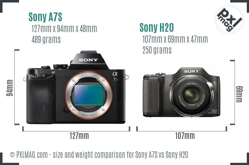 Sony A7S vs Sony H20 size comparison Sony A7S vs Sony H20 size comparison