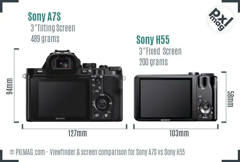 Sony A7S vs Sony H55 Screen and Viewfinder comparison