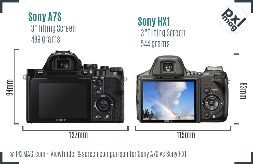 Sony A7S vs Sony HX1 Screen and Viewfinder comparison