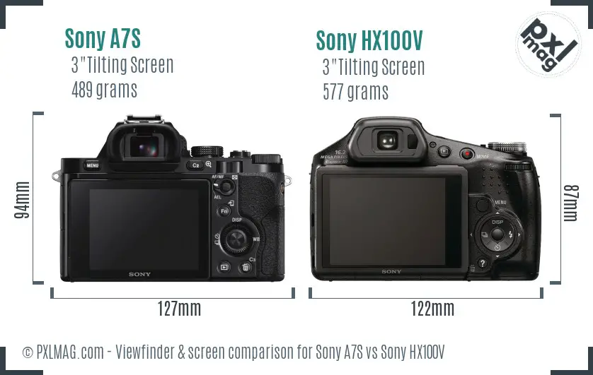 Sony A7S vs Sony HX100V Screen and Viewfinder comparison