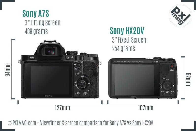 Sony A7S vs Sony HX20V Screen and Viewfinder comparison