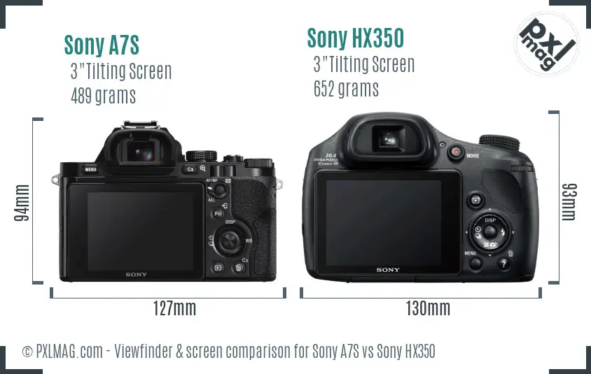 Sony A7S vs Sony HX350 Screen and Viewfinder comparison Sony A7S vs Sony HX350 Screen and Viewfinder comparison