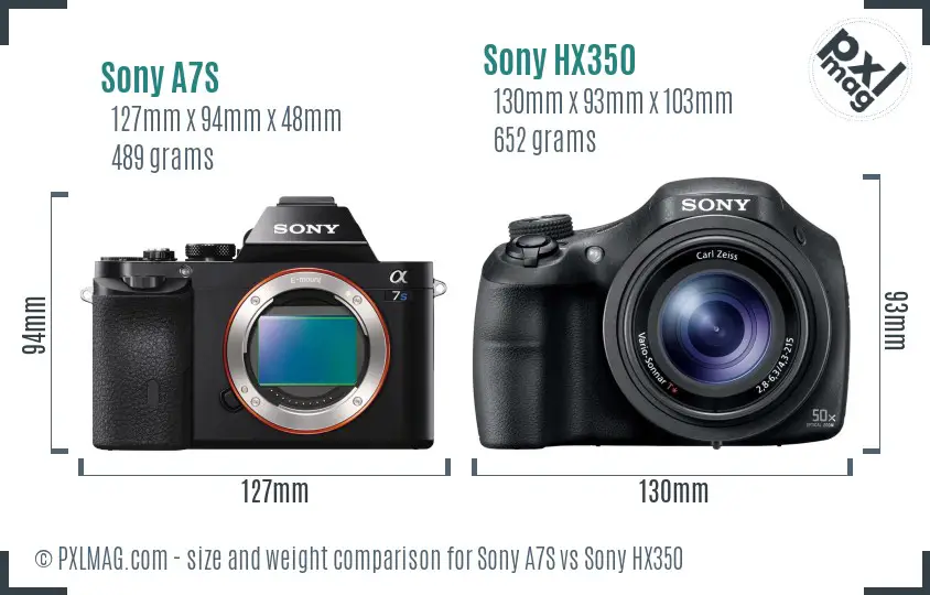 Sony A7S vs Sony HX350 size comparison Sony A7S vs Sony HX350 size comparison