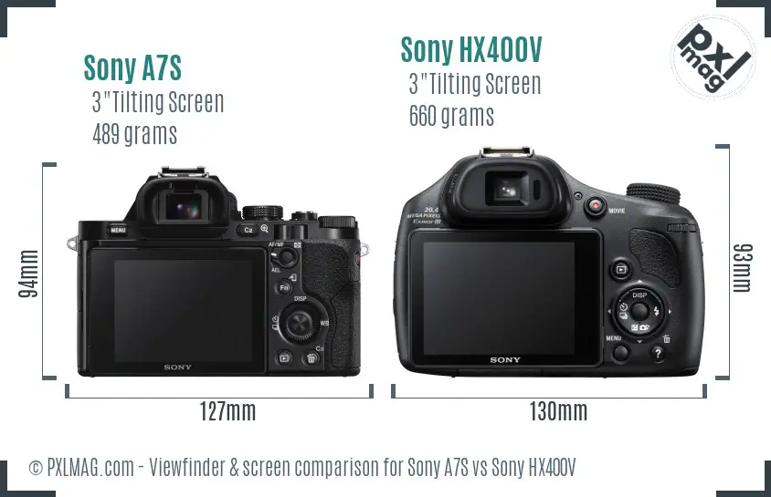 Sony A7S vs Sony HX400V Screen and Viewfinder comparison