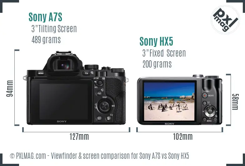 Sony A7S vs Sony HX5 Screen and Viewfinder comparison Sony A7S vs Sony HX5 Screen and Viewfinder comparison