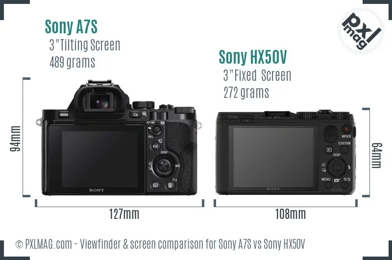 Sony A7S vs Sony HX50V Screen and Viewfinder comparison Sony A7S vs Sony HX50V Screen and Viewfinder comparison