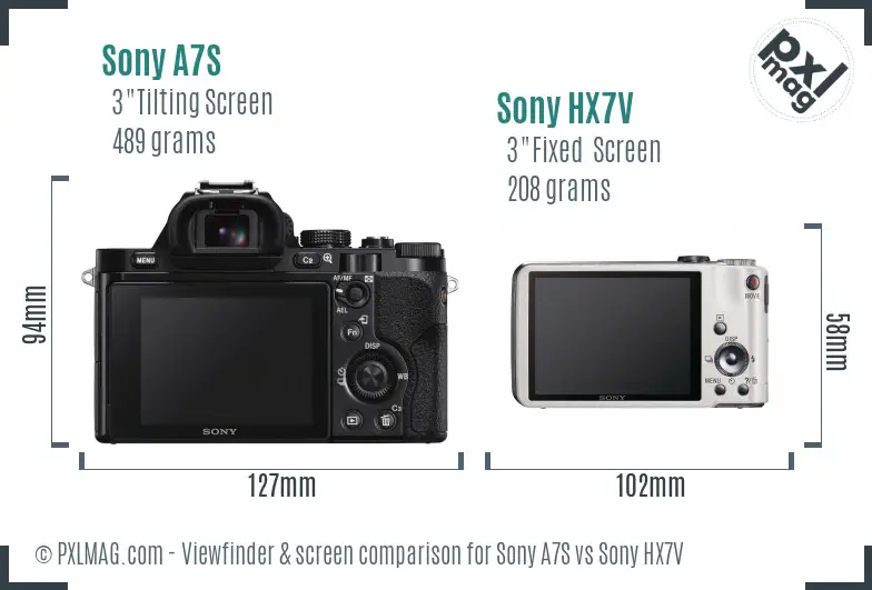 Sony A7S vs Sony HX7V Screen and Viewfinder comparison