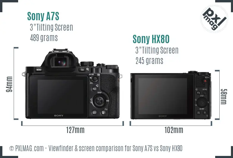 Sony A7S vs Sony HX80 Screen and Viewfinder comparison Sony A7S vs Sony HX80 Screen and Viewfinder comparison