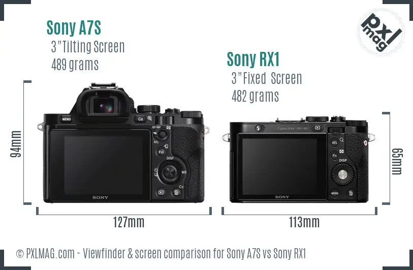 Sony A7S vs Sony RX1 Screen and Viewfinder comparison Sony A7S vs Sony RX1 Screen and Viewfinder comparison