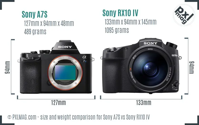 Sony A7S vs Sony RX10 IV size comparison Sony A7S vs Sony RX10 IV size comparison