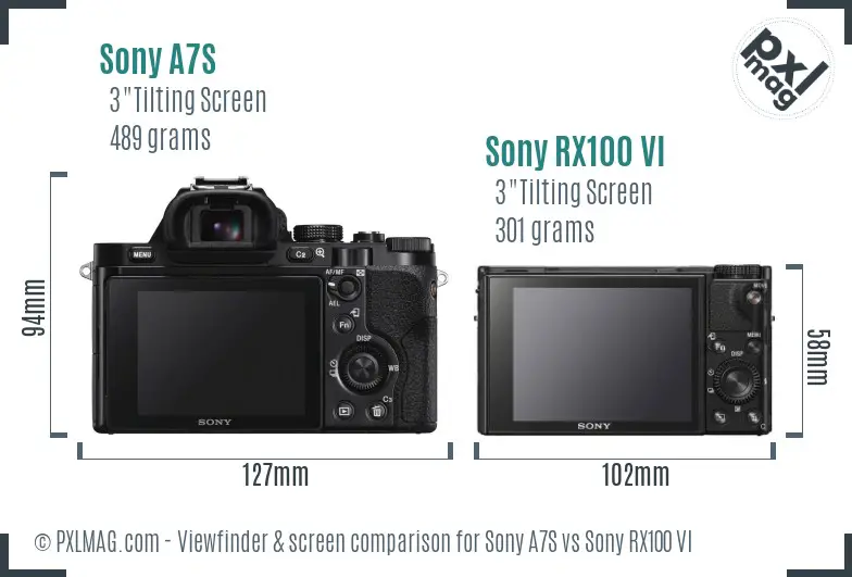 Sony A7S vs Sony RX100 VI Screen and Viewfinder comparison