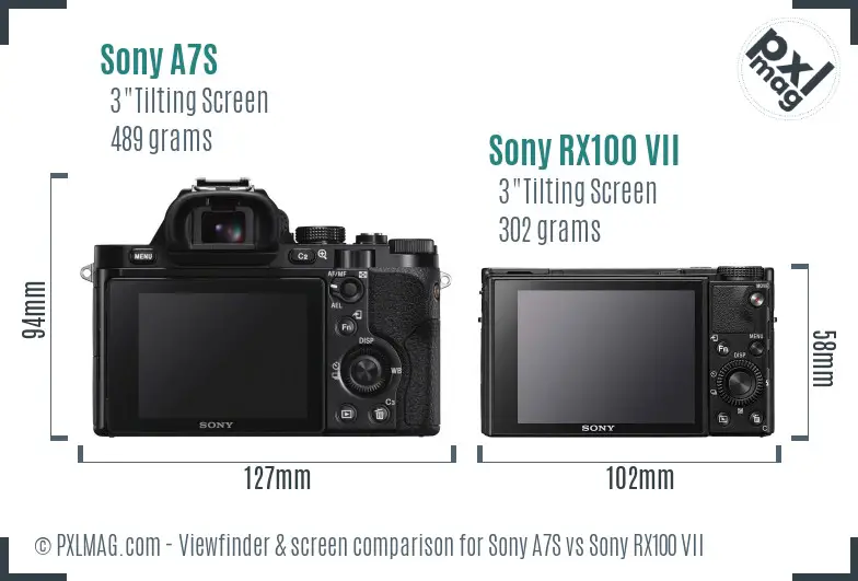 Sony A7S vs Sony RX100 VII Screen and Viewfinder comparison