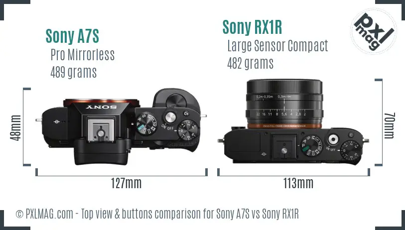 Sony A7S vs Sony RX1R top view buttons comparison