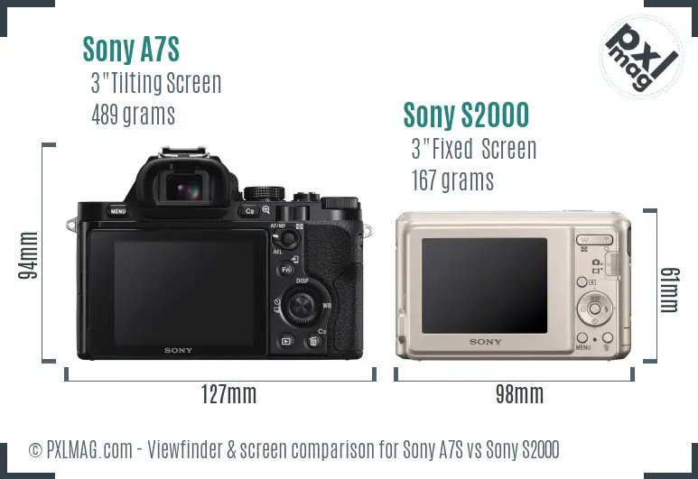 Sony A7S vs Sony S2000 Screen and Viewfinder comparison