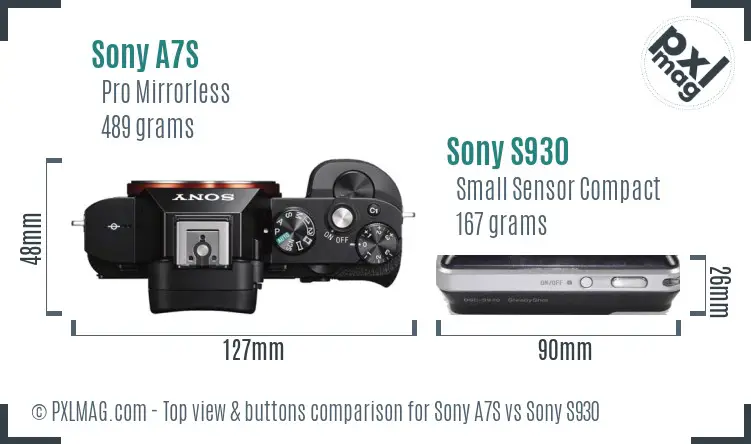 Sony A7S vs Sony S930 top view buttons comparison