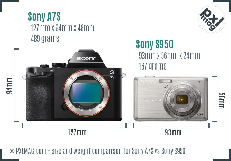 Sony A7S vs Sony S950 size comparison