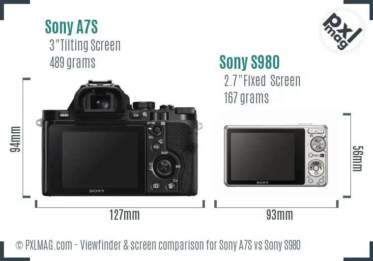 Sony A7S vs Sony S980 Screen and Viewfinder comparison