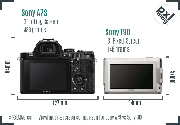 Sony A7S vs Sony T90 Screen and Viewfinder comparison