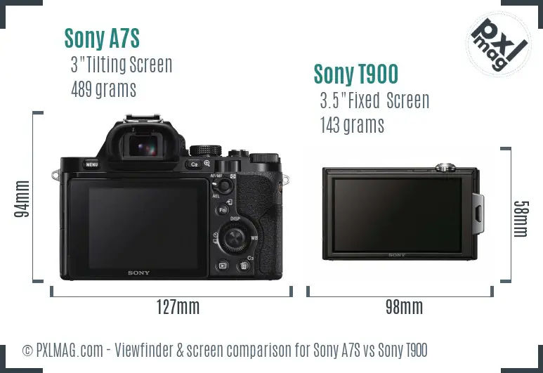 Sony A7S vs Sony T900 Screen and Viewfinder comparison