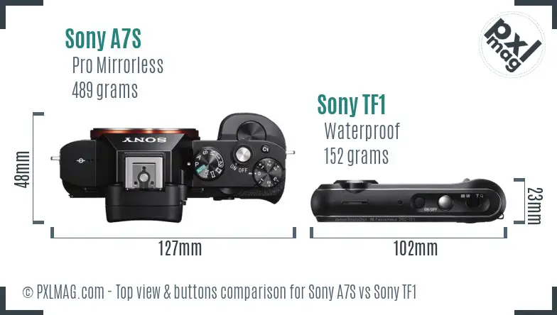 Sony A7S vs Sony TF1 top view buttons comparison