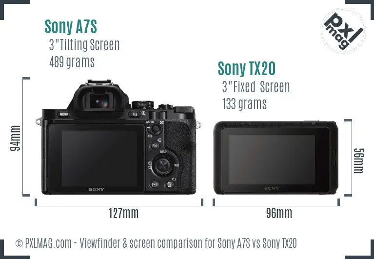 Sony A7S vs Sony TX20 Screen and Viewfinder comparison Sony A7S vs Sony TX20 Screen and Viewfinder comparison