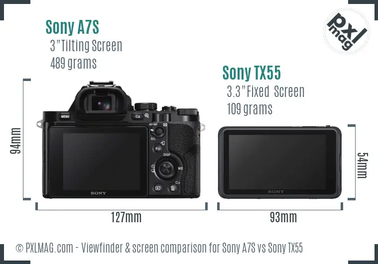 Sony A7S vs Sony TX55 Screen and Viewfinder comparison