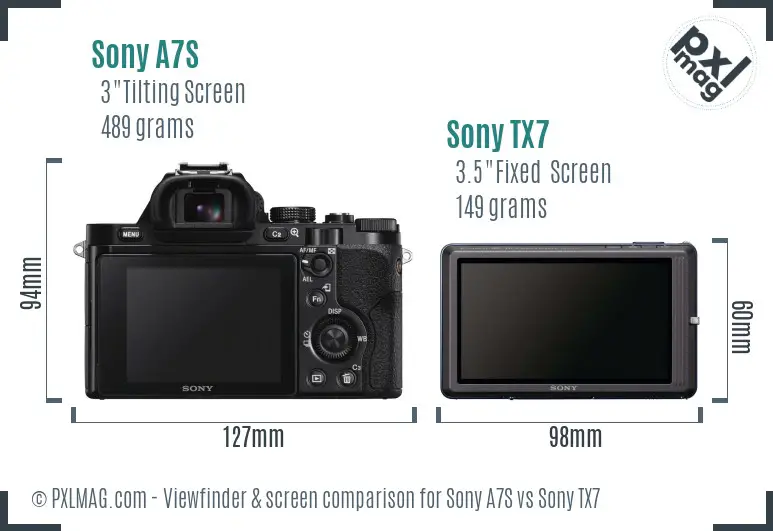 Sony A7S vs Sony TX7 Screen and Viewfinder comparison