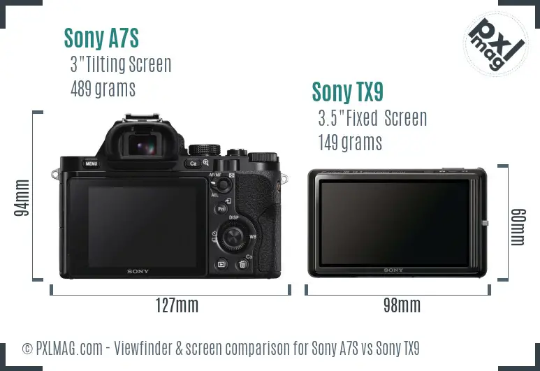Sony A7S vs Sony TX9 Screen and Viewfinder comparison