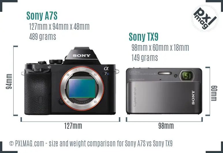 Sony A7S vs Sony TX9 size comparison