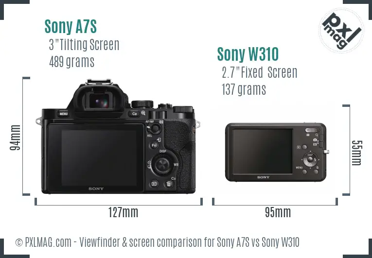 Sony A7S vs Sony W310 Screen and Viewfinder comparison