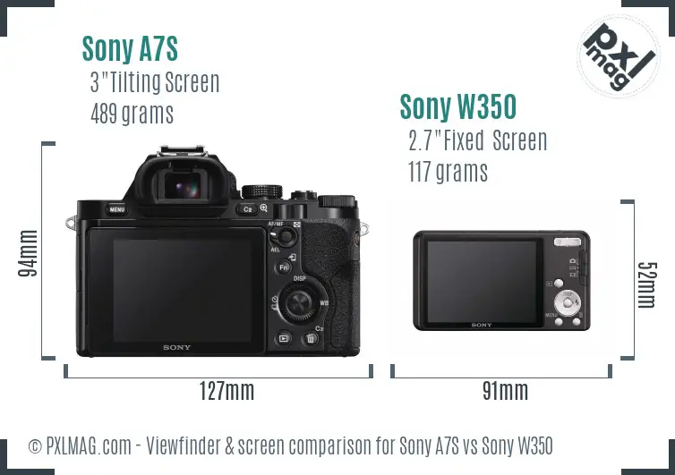 Sony A7S vs Sony W350 Screen and Viewfinder comparison