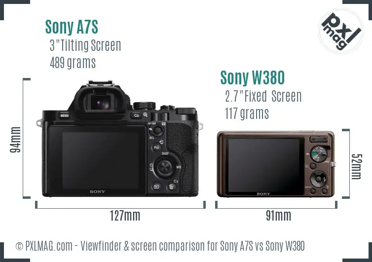 Sony A7S vs Sony W380 Screen and Viewfinder comparison