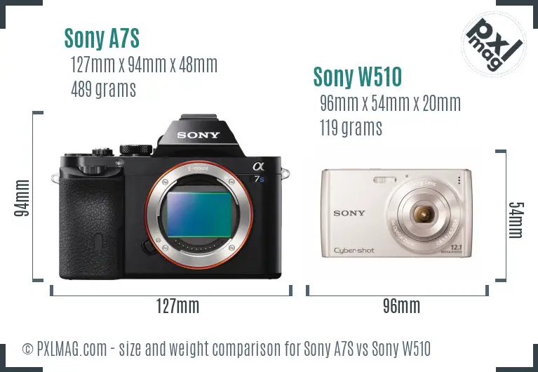 Sony A7S vs Sony W510 size comparison