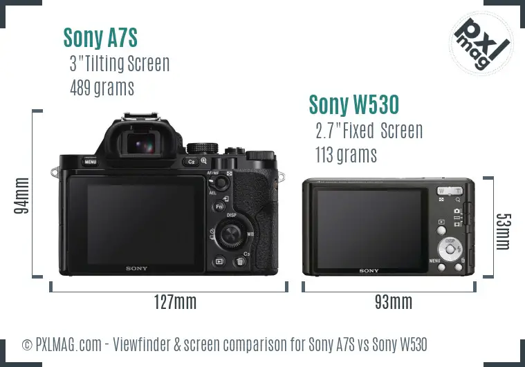 Sony A7S vs Sony W530 Screen and Viewfinder comparison